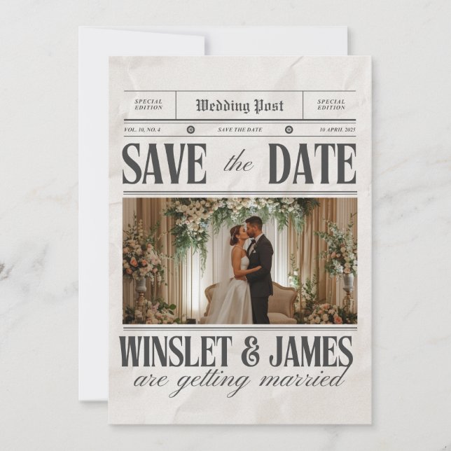 Convites Personalized Wedding Newspaper Poster | Newlywed  (Frente)