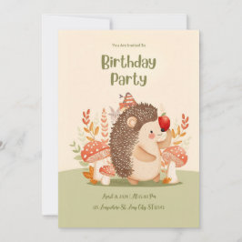 Convites Personalized Woodland Hedgehog Birthday Invitation