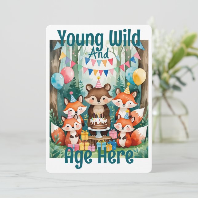 Convites Personalized Young Wild And Age Birthday Party (Em pé/Frente)