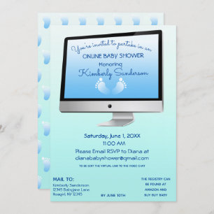 Convites Pés de Bebê Chá de Longa Distância Online Virtual