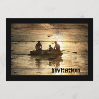 Convites Pesca primitiva da canoa do barco do lago do país