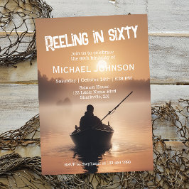 Convites Pescador do nascer do sol de pesca 60.o aniversári