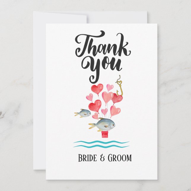 Convites Pescar com amor Casamento para pescar obrigado voc (Frente)