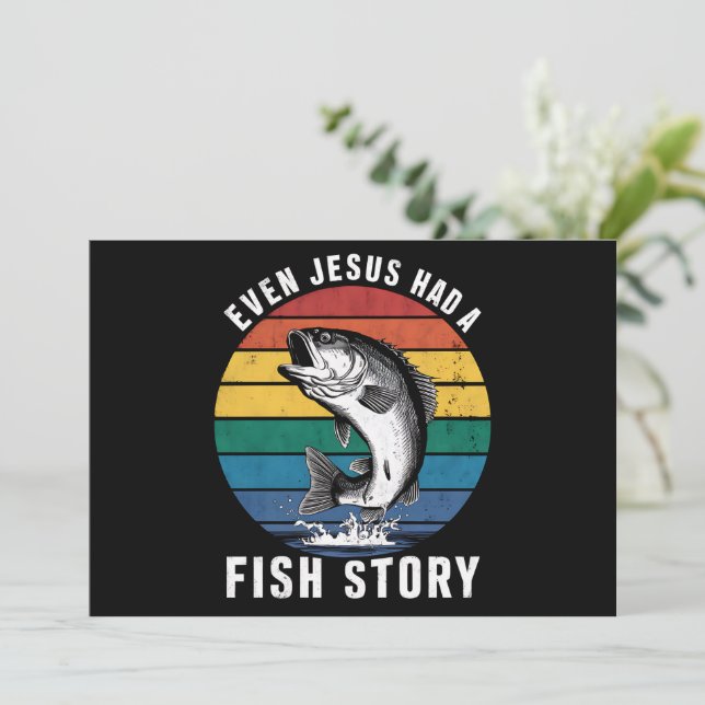 Convites Pescaria Até Jesus Tinha História de Peixe Robalo  (Em pé/Frente)