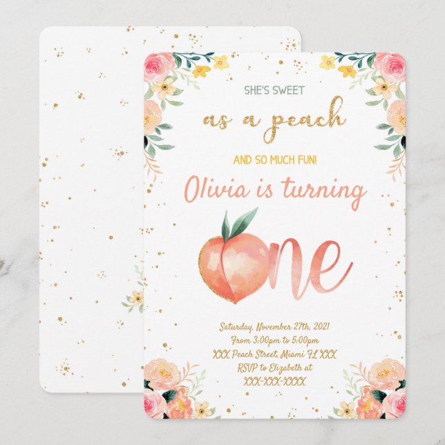 Convites Pêssego  (Frente/Verso)