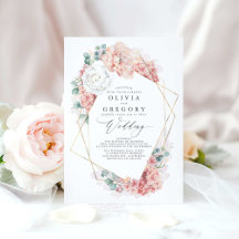 Pêssego Blush Branco e Casamento Floral Rosa Dusty