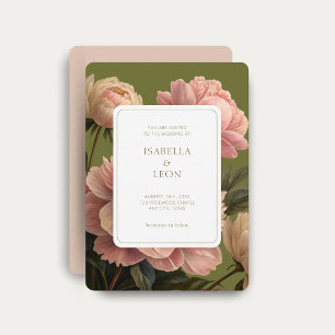 Convites Pêssego Casamento de Rosa da Olive Green