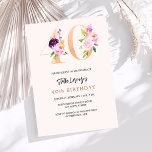 Convites Pêssego cor-de-rosa números florais aniversário de<br><div class="desc">Um convite moderno,  na moda e glamouroso para um aniversário de 40 anos. Um fundo cor de pêssego. Decorado com números de foral em ouro falso e rosa. O nome é escrito com um moderno estilo escrito à mão. Personalize e adicione os detalhes da sua festa.</div>