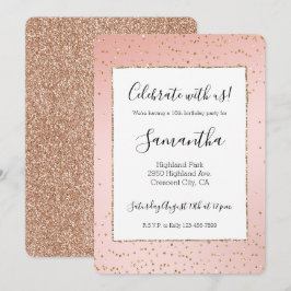 Convites Pêssego Cor-de-rosa Ombro Dourado Confetti