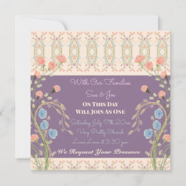 Convites Pêssego De Coral Elegante E Ameixa