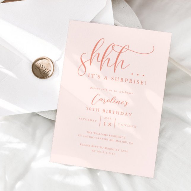 Convites Pêssego de Festa de aniversário Surpresa Simples (Criador carregado)