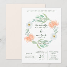 Pêssego delicado floral e eucalipto | que Wedding