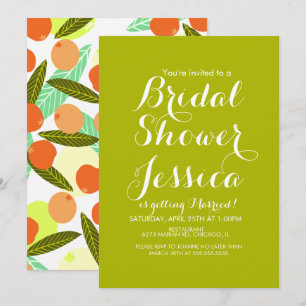 Convites Pêssego do Chá de panela do padrão de Fruta Loq
