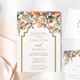 Convites Pêssego do Sul e Casamento Floral Dourado