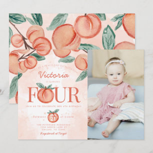 Convites Pêssego doce girando 4° aniversário