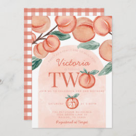 Convites Pêssego doce girando dois segundos aniversários