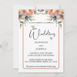 Convites Pêssego e Floral Branco