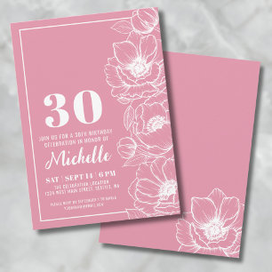 Convites Pêssego Floral Aniversário de 30 anos