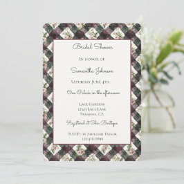 Convites Pêssego Floral Borgonha Preto Renda Casamento Chuv
