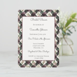 Convites Pêssego Floral Borgonha Preto Renda Casamento Chuv