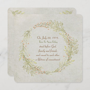 Convites pêssego floral e wreath verde Vow Renewal
