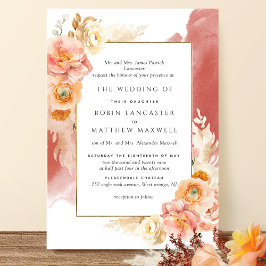 Convites Pêssego Formal Esmagamento Laranja Casamento Laran