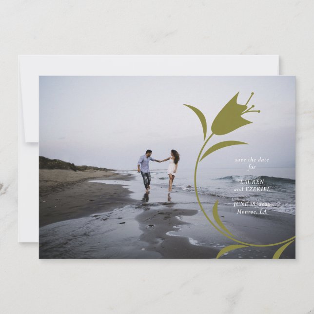 CONVITES PÊSSEGO MOD & OLIVE CASAMENTO DE TULIP SALVE A DAT (Frente)