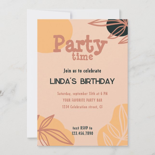 Convites pêssego moderno (Frente)