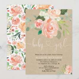 Convites Pêssego rústico da coroa chá de fraldas