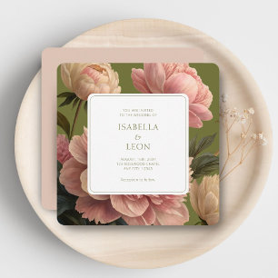 Convites Pêssego Vintage Olive Green & Rosa Wedding