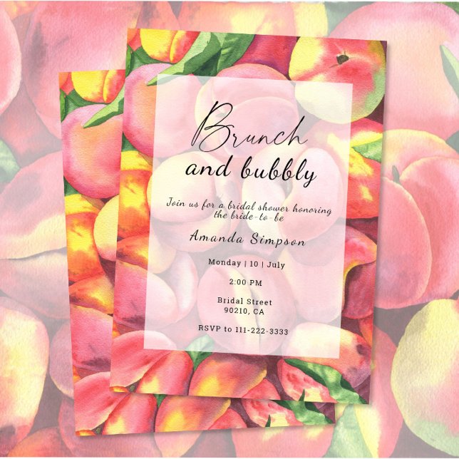 Convites Pêssegos - Brunch e chá revelação e casamento borb (Criador carregado)