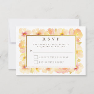 Convites Pêssegos Creme Moldura Dourada Casamento RSVP