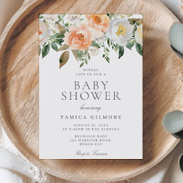 Convites Pêssegos e Chá de fraldas Floral de Creme