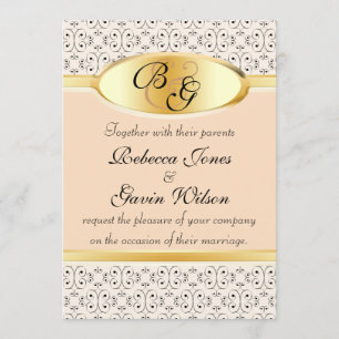 Convites Pêssegos e coleção de creme do casamento