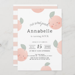Convites Pêssegos e Creme Menina Kawaii Cute Aniversário