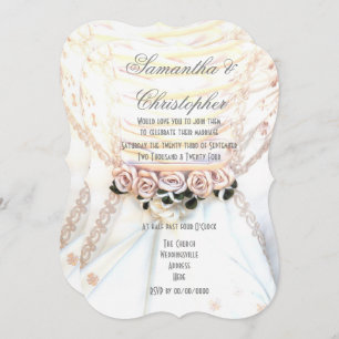 Convites Pêssegos flores em noivas vestidos casamentos