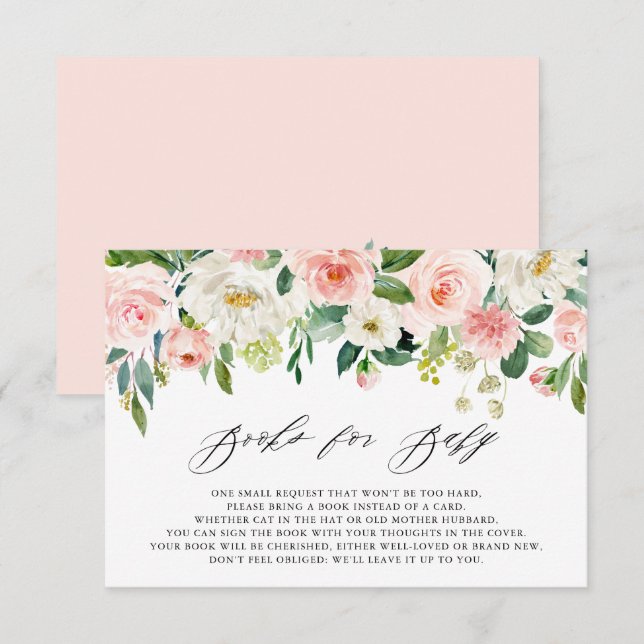 Convites Pessegueira de Aquarela Feminina Florais Livros pa (Frente/Verso)