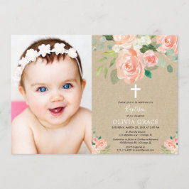 Convites Pessegueira russa aquarela floral foto de menina d