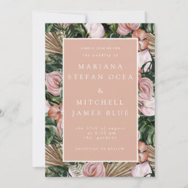 Convites Pessegueira verde rosa-rosa-verde-tropical