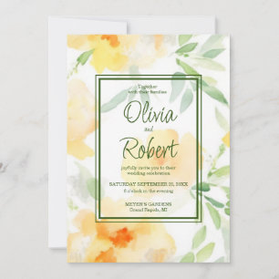 Convites Pessegueiro amarelo elegante cor de laranja esbran