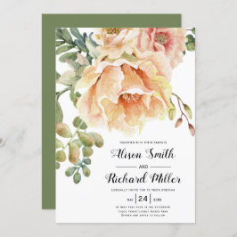 Convites Pessegueiro de aquarela flores guião tipografia ca