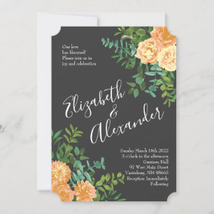 Convites Pessegueiro de Cinza e Casamento Floral de Rosa