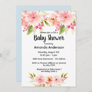 Convites Pessegueiro de coral chá de fraldas dahlia flores