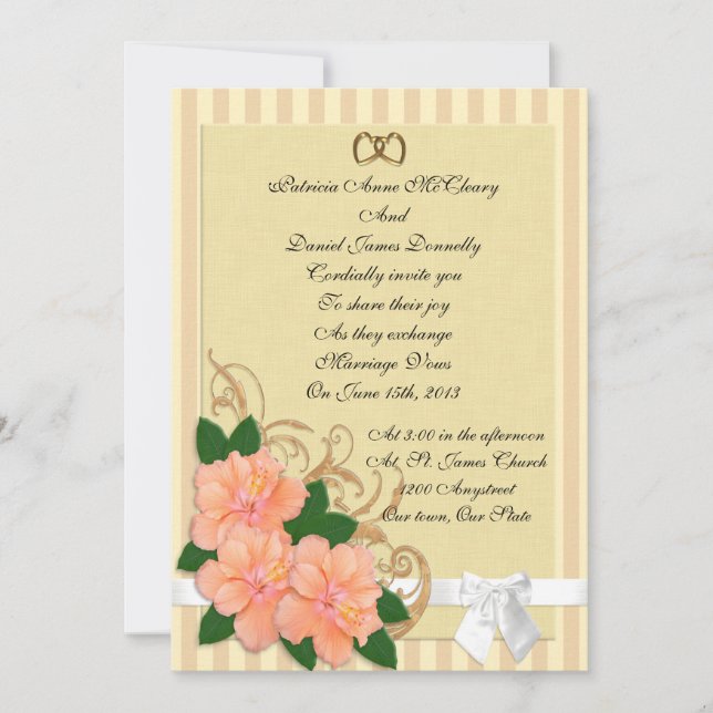 Convites Pessegueiro de flores de hibiscus Invitation (Frente)