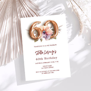 Convites Pessegueiro de ouro branco floral 60 anos