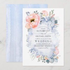 Convites Pessegueiros Botânicos Casamento Azul Dusty