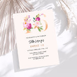 Convites Pessegueiros cor-de-rosa, números florais, ouro do<br><div class="desc">Um convite moderno,  na moda e glamouroso para uma doce festa de aniversário 16,  16. Um fundo cor de pêssego. Decorado com números de foral em ouro falso e rosa. O nome é escrito com um moderno estilo escrito à mão. Personalize e adicione os detalhes da sua festa.</div>