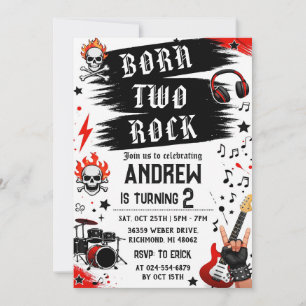 Convites Pessoal Nascido Para Rock Aniversário