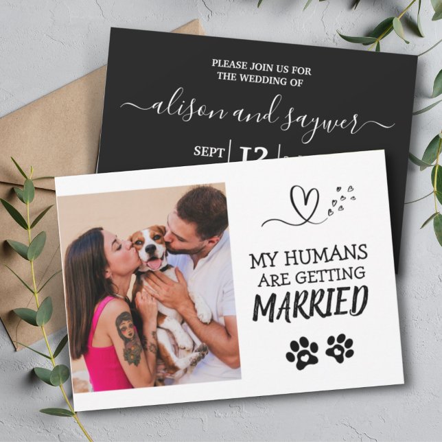 Convites Pet Photo Modern Simple Black and White Weding (Criador carregado)