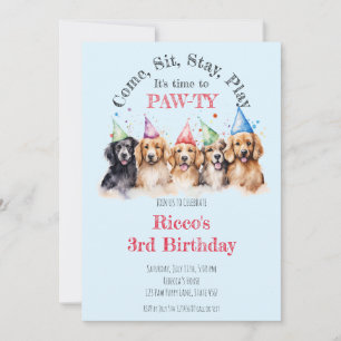 Convites Pet Puppy Dog Birthday Pawty